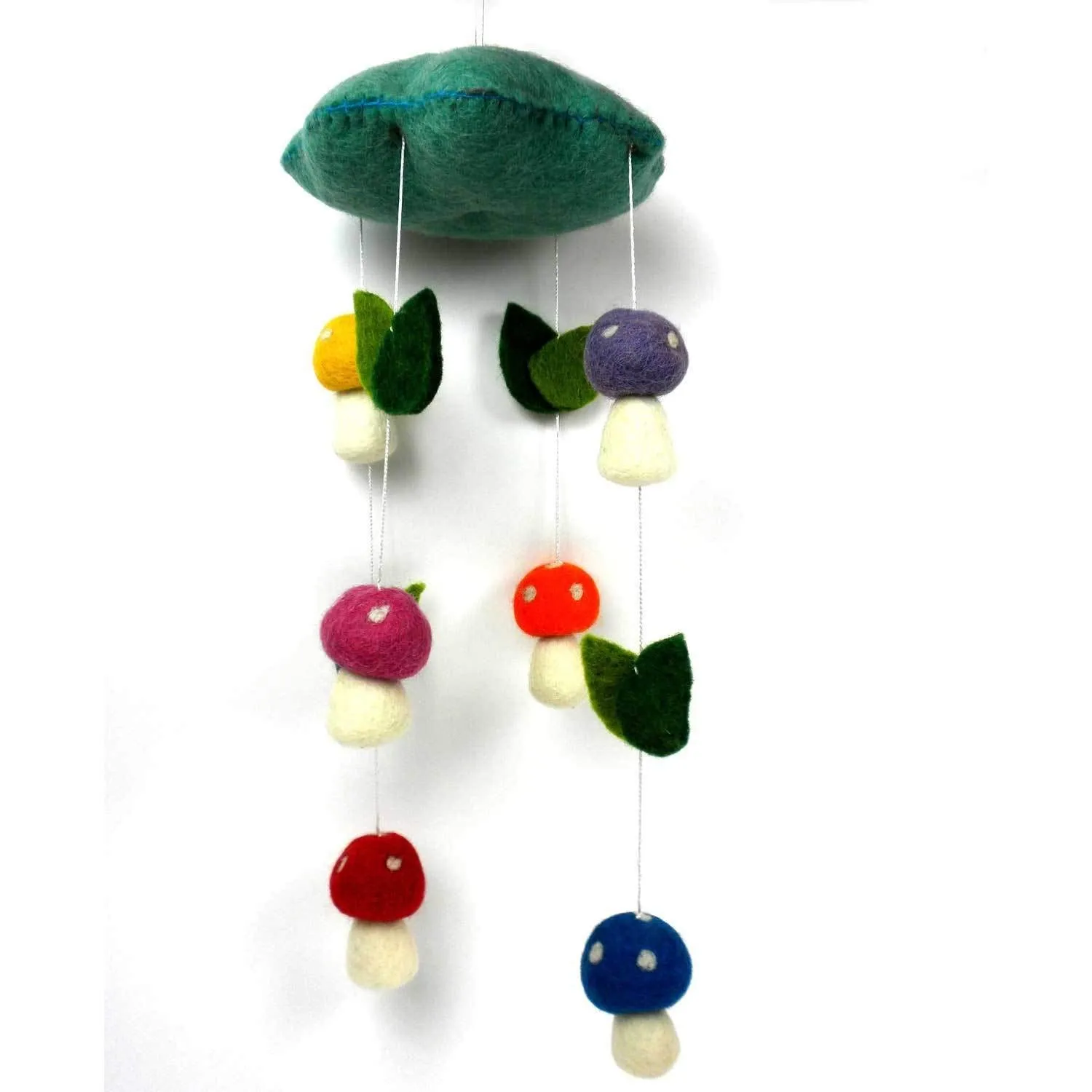 Handmade Felt Mushroom Mobile (Nepal) Multi Color