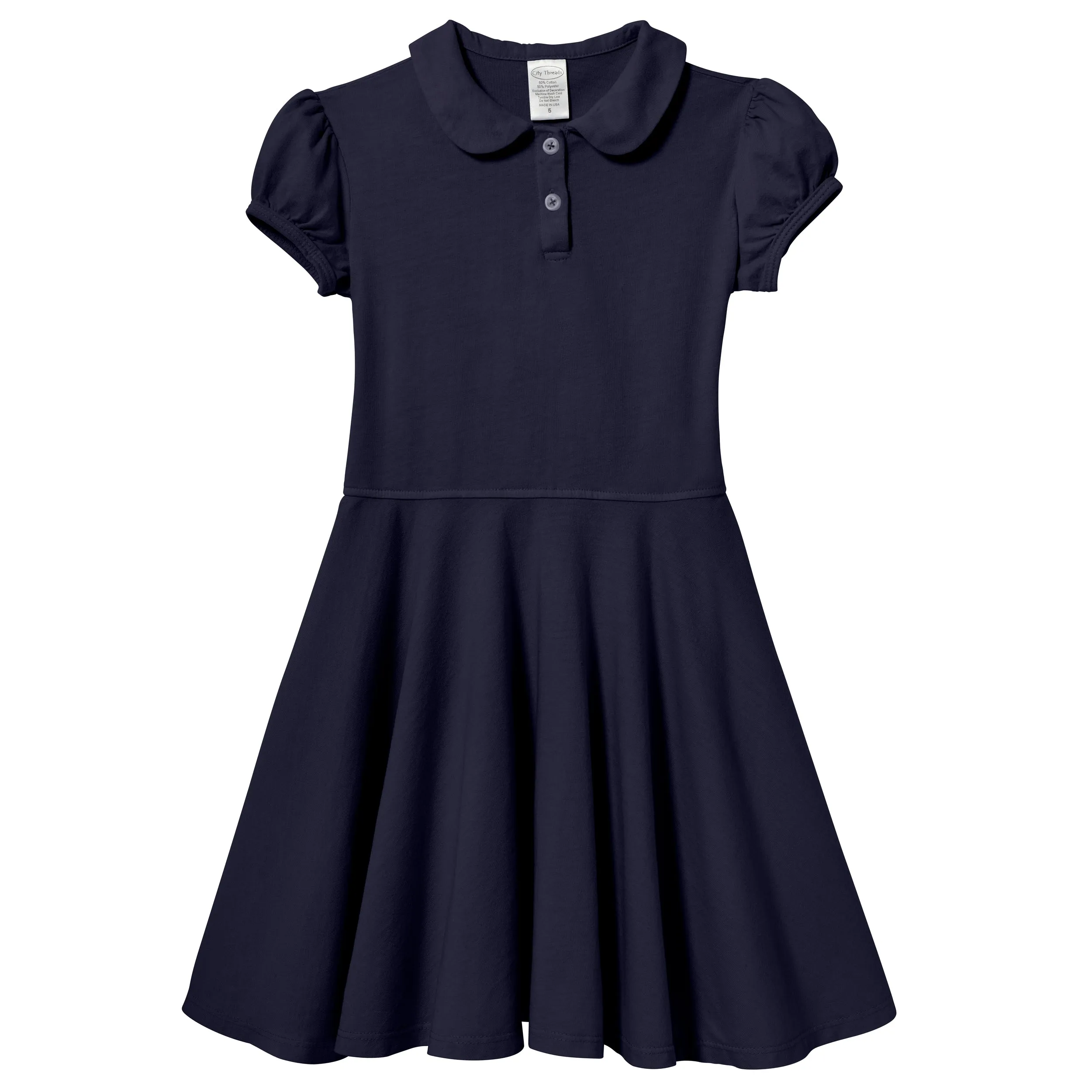 Soft Cotton Jersey S/S Peter Pan Polo Twirly Dress